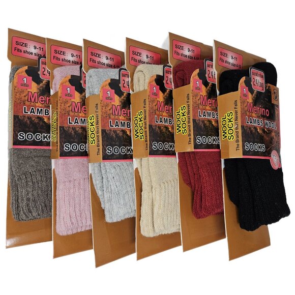 6 x Women Lamb Wool Socks Warm Winter Hiking Merino Lamb Wool Socks, Size 9-11 - Picture 1 of 4